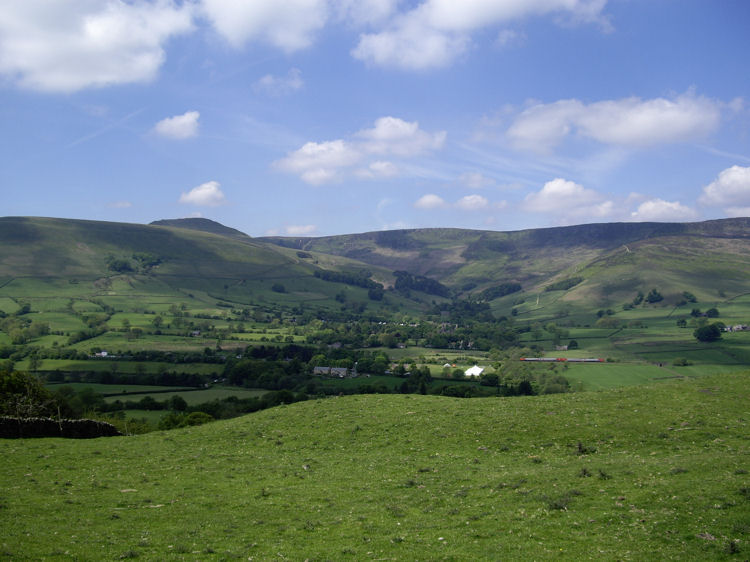 Looking back across the Vale of Edale to Grindsbrook Clough