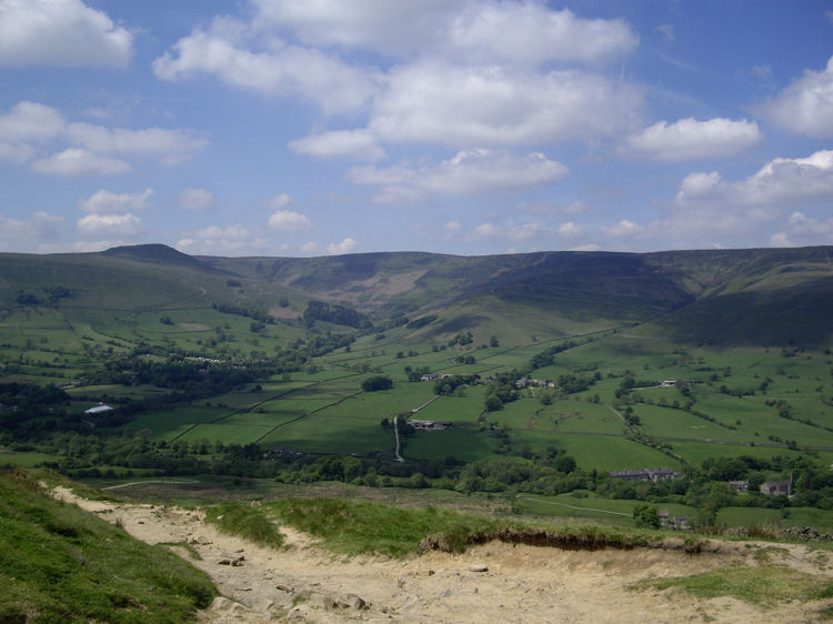 Looking back again across the Vale of Edale to Grindsbrook Clough