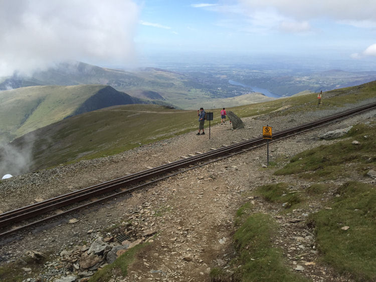 The Snowdon Ranger Path crosses the mountain railway line