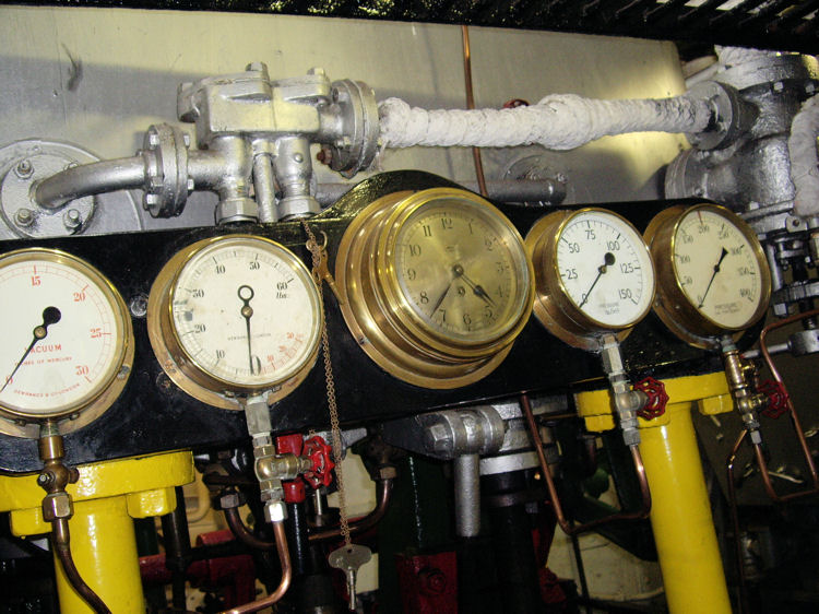 Clock and pressure gauges