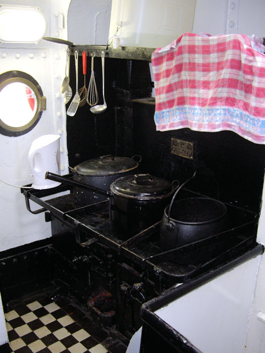 The cooking range in the galley