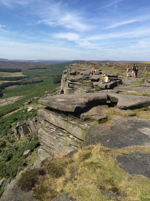 On top of Stanage Edge, popular with rock climbers