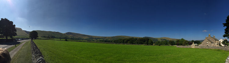 Panorama of Mam Tor and Lose Hill from Castleton
