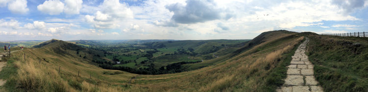 Panoramic view from Hollins Cross towards Castleton