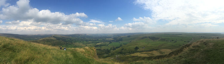Panoramic view of Hope Valley from Mam Tor
