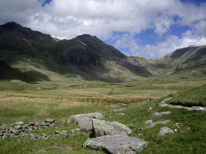 Scafell Pike and Ill Crag seen across Great Moss