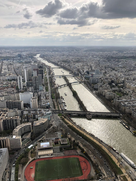 View from the top, south-west along the River Seine