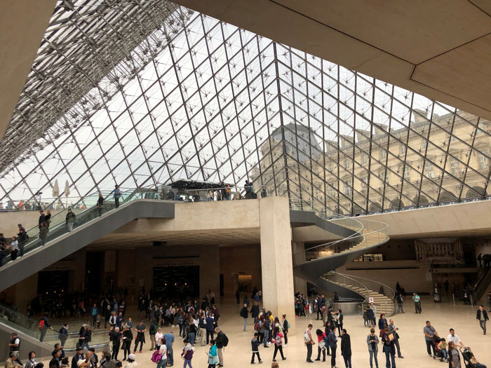 The lobby beneath the Louvre Pyramid