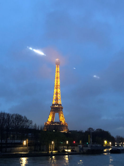 The Eiffel Tower illuminated