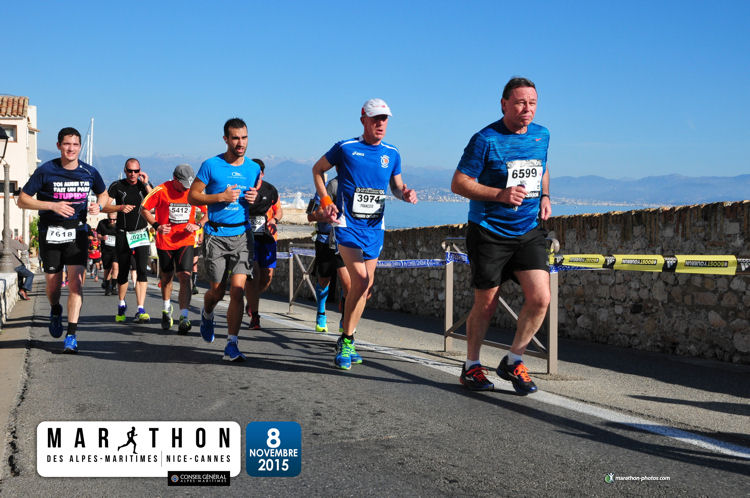 Neil in theFrench Riviera Marathon 2015 at Cap d'Antibes