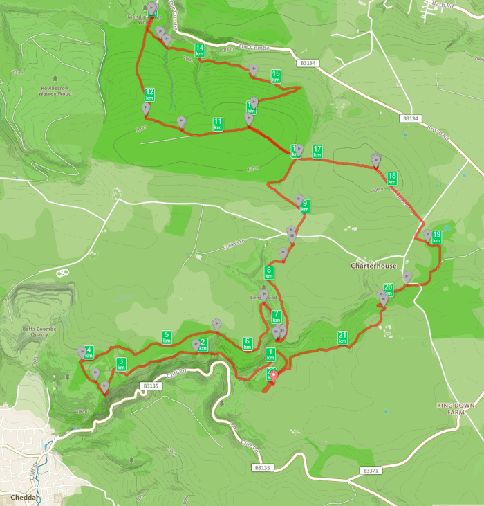 Cheddar Gorge Half Marathon route