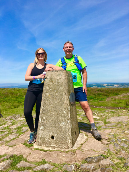 After 16k, Tahni and Neil at the highest point on the Mendip Hills