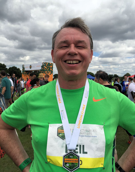 Neil with London 10 Mile medal