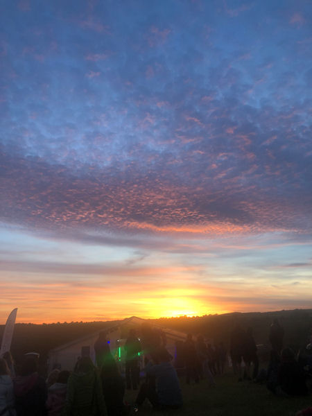Listening to bands at the Top of the Gorge Festival as the sun sets